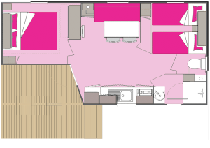 Lodge 4 personnes 26 m² - plan intérieur